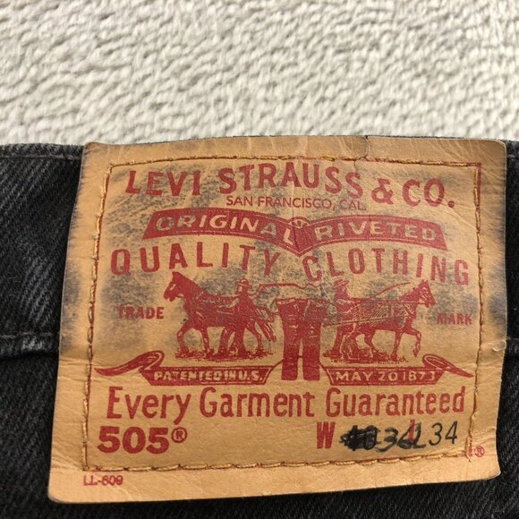 Levis Men's 505 Jeans 40x32 Black Regular Fit Straight Leg Vintage - Picture 3 of 11